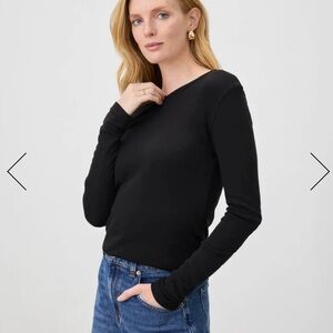 Splendid Classic Long-Sleve Tee, Black, XS